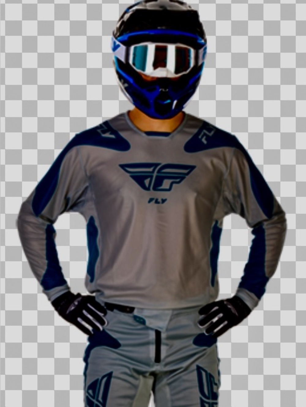 Fly Racing Men's Kinetic Mesh Jersey - Gray with Blue Accents, M